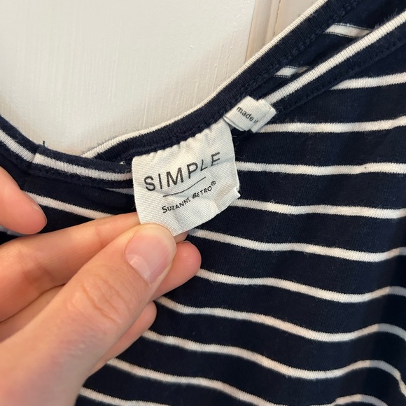 Simple by Suzanne Betro - Navy and White Striped Jumpsuit - size Small - Picture 4 of 7